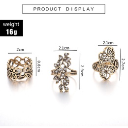 fashion jewelry inlaid diamond leaf alloy Japan and South Korea personality hollow out love ring fourpiece suit wholesale nihaojewelrypicture9