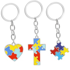creative children's puzzle wild four-color puzzle drop oil splicing color heart-shaped cross key ring pendant wholesale nihaojewelry