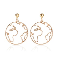 new exaggerated map earrings creative design world map earrings simple round hollow earrings wholesale nihaojewelry