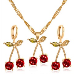 Nouveau collier de mode tempérament grenade collier de cerise rouge simple boucles d'oreilles en cristal sauvage pendentif collier en gros nihaojewelry