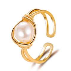 nouvelle bague simple bague en perle doigt bague personnalité nouée par la bouche bague dames index bague en gros nihaojewelry