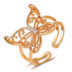 new jewelry exaggerated hollow butterfly ring ladies fashion light luxury personality open ring wholesale nihaojewelry