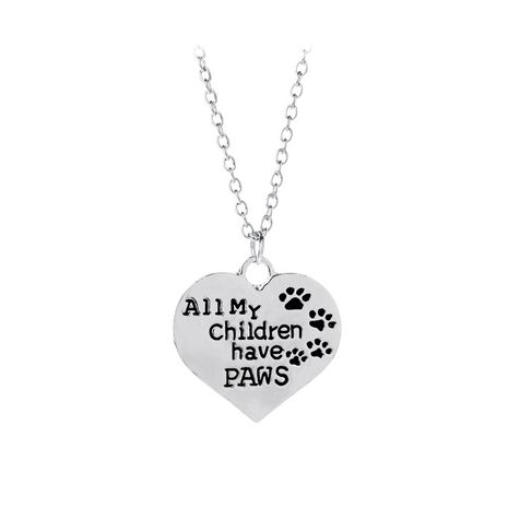 The new oil drop cat paw print letter necklace All My Chilldren Have Paws love dog paw necklace wholesale nihaojewelry's discount tags