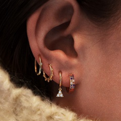 vente chaude couleur zircon triangle boucles d'oreilles set 4 ensembles de boucles d'oreilles créatives en alliage rétro en gros nihaojewelry