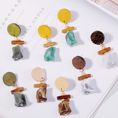 Korean thin face geometric wood acrylic earrings resin earrings jewelry wholesale nihaojewelry