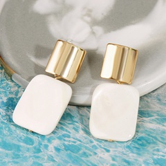 Bohemian Korean square natural shell earrings trend geometric alloy earrings wholesale nihaojewelry