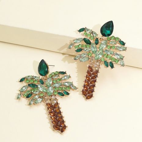 Diamond Coconut Tree Earrings Fashion Temperament Gold Plated Stud Earrings wholesale nihaojewelry's discount tags