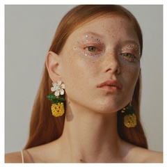 fashion exaggerated hand-woven flowers pineapple earrings creative cute fruit earrings wholesale nihaojewelry