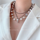 Koreans niche design multilevel cross pearl clavicle chain necklace choker wholesale nihaojewelrypicture5
