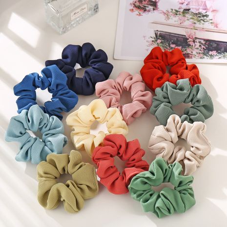 fashion hair scrunchies retro hair rope ring solid color cloth hair tie hair rope wholesale nihaojewelry NHPJ220212's discount tags