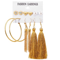 flowers love big circle tassel earrings set 6 pairs earrings creative retro simple earrings wholesale nihaojewelry