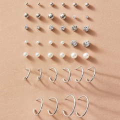 Nuevos pendientes de circón de perlas pendientes conjunto de 20 piezas creativas retro simples pendientes al por mayor nihaojewelry