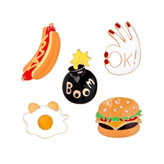explosion models brooch creative cartoon cute brooch burger pizza hot dog eating suit brooch accessories wholesale nihaojewelry