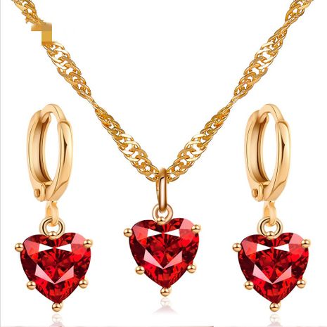 vente chaude ensemble bijoux tempérament classique cristal zircon amour collier boucles d'oreilles accessoires de dîner de mariage en gros nihaojewelry's discount tags