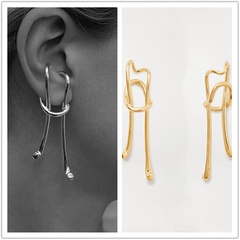 new tide earrings exaggerated personality design gold retro long ear clips pierced ears wholesale nihaojewelry