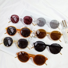 Gafas de sol con montura ovalada de moda coreana gafas de color de té de leche moda calle beat gafas de sol de grano de madera gafas de sol de marea venta al por mayor nihaojewelry