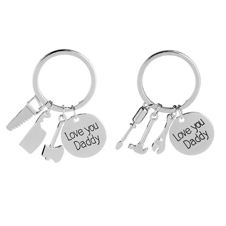 explosion keychain Father's Day gift Love you daddy tool saw axe hammer keychain wholesale nihaojewelry's discount tags