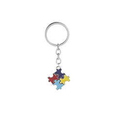 fashion explosion key chain children's four-color puzzle drip oil key chain small pendant jewelry wholesale nihaojewelry