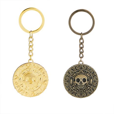 Explosion Keychain Caribbean Pirate Skull Gold Coin Keychain Hot Accessories wholesale nihaojewelry's discount tags