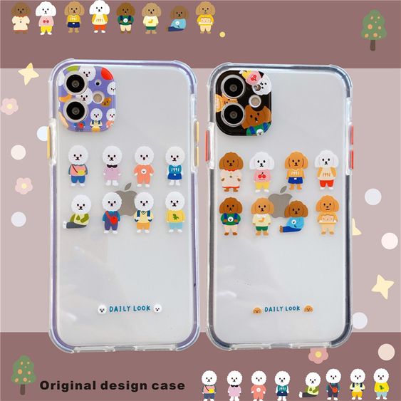 Cute Teddy Puppy Iphone 11promax Mobile Phone Case For Iphonex 7 8plus Transparent Soft Case Se2