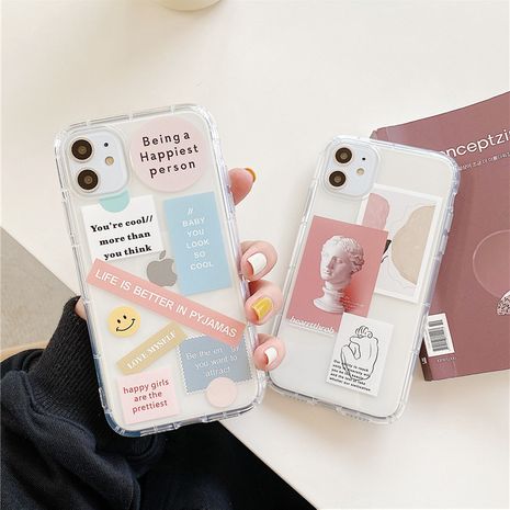 Literary oil painting label mobile phone case suitable for iPhone 11 ProMAX iphone XR 7 8PLUS XS soft case wholesale nihaojewelry's discount tags
