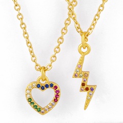 Liebe Pfirsich Herz Anhänger Halskette Japan und Südkorea Mikro eingelegte Farbe Zirkon Blitz Halskette grenz überschreitende neue Produkte Zubehör nkq70