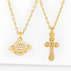 Cross necklace Korean planet diamond pendant necklace yiwu nihaojewelry new accessories wholesale