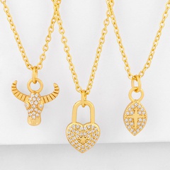 Fashion diamond-set ox head necklace yiwu nihaojewelry wholesale love pendant clavicle chain