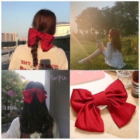 Retro romantic red big bow hairpin china nihaojewelry wholesale simple headdress hair scrunchies hair clips NHPJ213763's discount tags