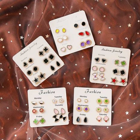 Nuevos pendientes lindos simples coreanos 6 pares de conjuntos nihaojewelry al por mayor's discount tags