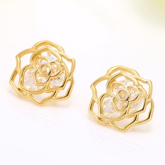 Korean fashion sweet OL rose copper zircon earrings nihaojewelry wholesale