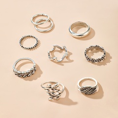 Fashion ring yiwu nihaojewelry wholesale retro flowers and leaves spray ring set alloy tail ring