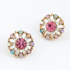 Korean fashion sweet color diamond stud earrings wholesale nihaojewelry