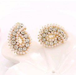 Korean fashion flash diamond water drop Czech diamond imitation pearl earrings nihaojewelry wholesale