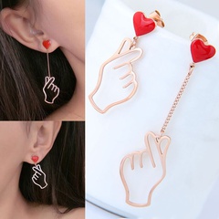 Korean new titanium steel earrings simple titanium steel gesture asymmetric earrings nihaojewelry wholesale
