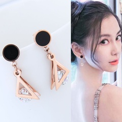 Korean fashion concise titanium steel triangle zircon earrings nihaojewelry wholesale