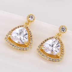 Korean Fashion 925 Silver Post Sweet OL Shining Zircon Copper Zircon Stud Earrings