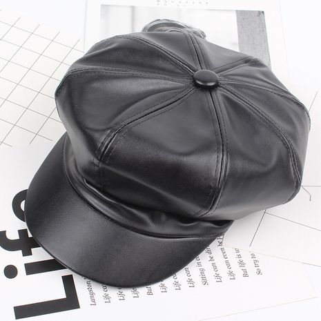 Korean spring leather simple beret nihaojewelry wholesale NHXO214232's discount tags