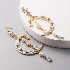 Fashion Pearl Inlaid Rhinestone Xingyue Super Flash Earrings Long Fringe Earrings for women nihaojewelry Wholesale