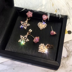 Korean new peach heart color diamond earrings cute stars diamond earrings nihaojewelry wholesale