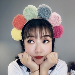 Korean fashion cute headband lamb wool sun flower headband colorful hit color plush wide headband nihaojewelry wholesale