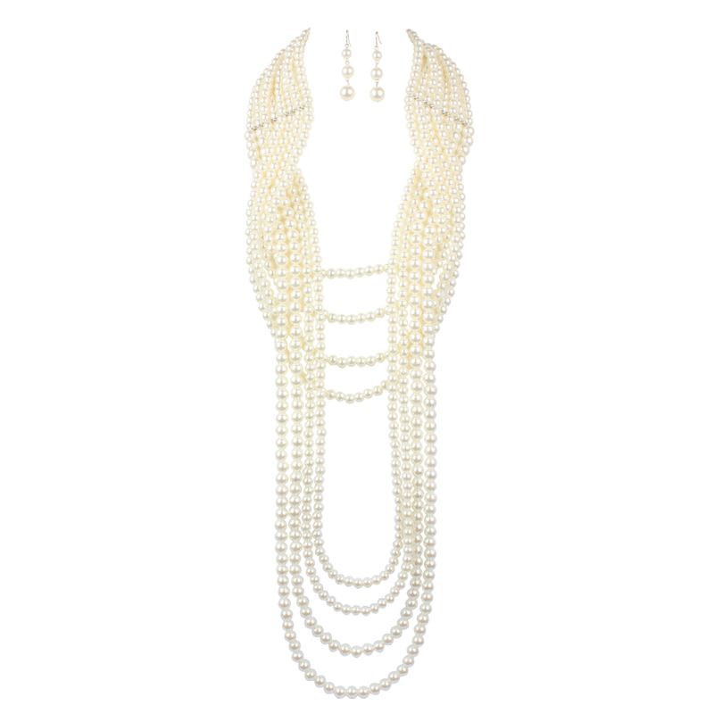 Nuevo conjunto de collar de perlas de mltiples capas exageradas suter largo pendientes de collar para mujer nihaojewelry al por mayor