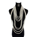 Nuevo conjunto de collar de perlas de mltiples capas exageradas suter largo pendientes de collar para mujer nihaojewelry al por mayorpicture10