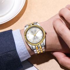 British style room gold steel belt men's watch fashion simple quartz business watch nihaojewelry wholesale