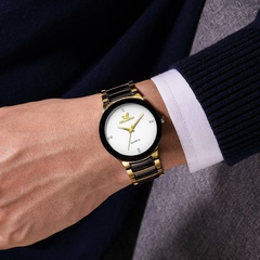 Men's watch British style gold steel band inlaid diamond gift watch nihaojewelry wholesale