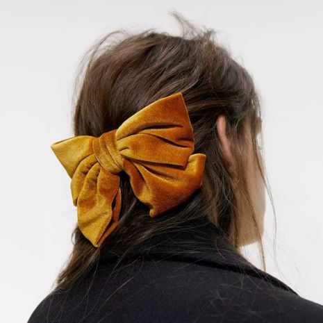 New fashion Korean velvet bow hairpin velvet gold velvet cloth spring clip nihaojewelry wholesale's discount tags