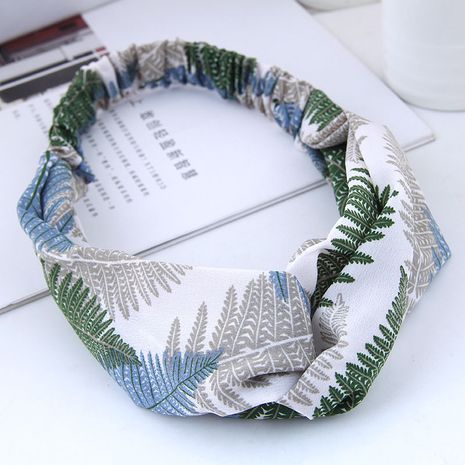 fashion sweet print  hair band nihaojewelry wholesale simple wide-brimmed maple leaf cross-elastic hair accessories hair band's discount tags