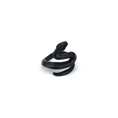 European Trend Vintage Ring Black Frosted Simulated Snakes Ring Opening Adjustable Animal Ring Cross-Border Sold Jewelry