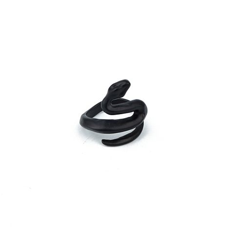 European Trend Vintage Ring Black Frosted Simulated Snakes Ring Opening Adjustable Animal Ring Cross-Border Sold Jewelry's discount tags