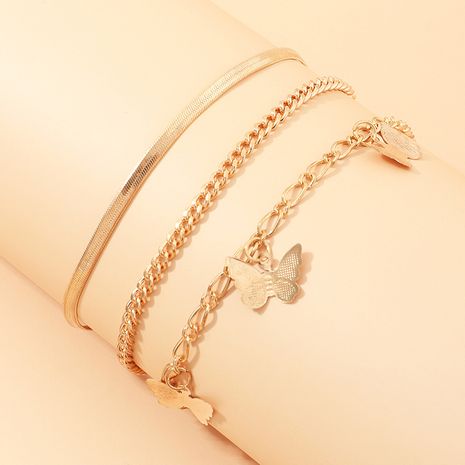 fashion jewelry wholesale simple snake chain chain wild alloy butterfly pendant anklet accessories wholesale nihaojewelry's discount tags